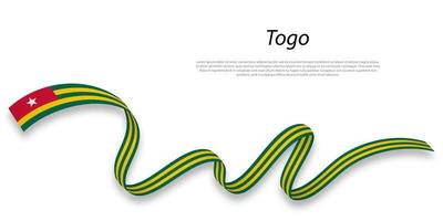 Waving ribbon or banner with flag of Togo. vector