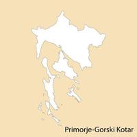 High Quality map of Primorje-Gorski-Kotar is a region of Croatia vector