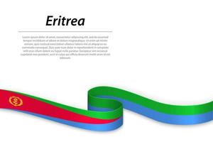 Waving ribbon or banner with flag of Eritrea vector