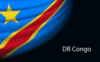 Wave flag of DR Congo on dark background. vector