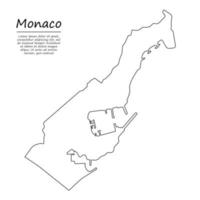 Simple outline map of Monaco, silhouette in sketch line style vector