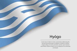 Wave flag of Hyogo is a region of Japan vector