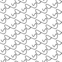 Seamless pattern with black sketch hand drawn squiggle shape on white background. Abstract grunge texture. Vector illustration