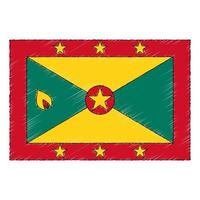 Hand drawn sketch flag of Grenada. doodle style icon vector