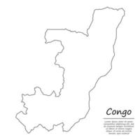 Simple outline map of Congo, silhouette in sketch line style vector