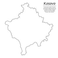 Simple outline map of Kosovo, silhouette in sketch line style vector