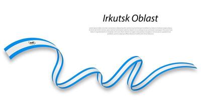 Waving ribbon or stripe with flag of Irkutsk Oblast vector