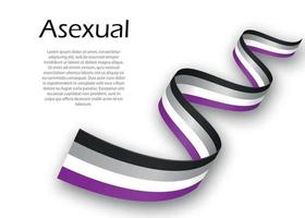 Waving ribbon or banner with Asexual pride flag vector