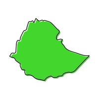 Simple outline map of Ethiopia. Stylized line design vector