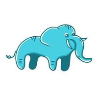 ilustración de vector de elefante en estilo plano de dibujos animados aislado sobre fondo blanco.