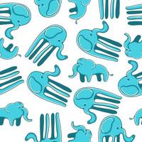 Elephants seamless pattern. Vector illustration in cartoon flat style isolated on white background.