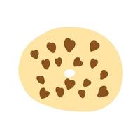 rosquilla anillo en dibujos animados plano estilo. chocolate hogares en un trigo base. dulce panadería. vistoso caramelo para fiesta y tienda. delicioso azucarado rosquilla. vector ilustración aislado en blanco antecedentes.