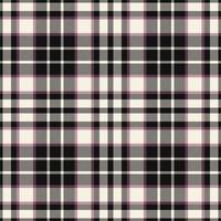 Plaid seamless pattern in black white. Check fabric texture. Vector textile print.