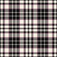 Plaid seamless pattern in black white. Check fabric texture. Vector textile print.