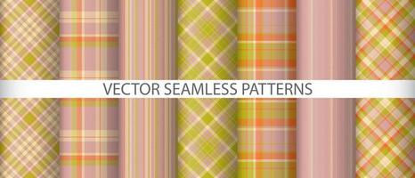 Set pattern vector seamless. Fabric texture plaid. Background check textile tartan.