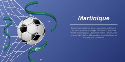 Soccer background with flying ribbons in colors of the flag of Martinique vector