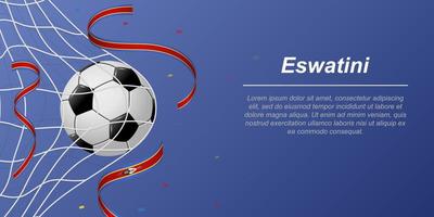 Soccer background with flying ribbons in colors of the flag of Eswatini vector