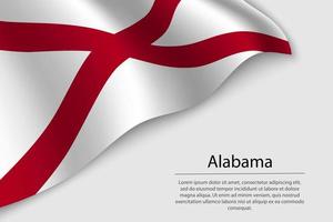 Wave flag of Alabama is a state of United States. vector