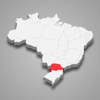 state location within Brazil 3d map Template for your design vector