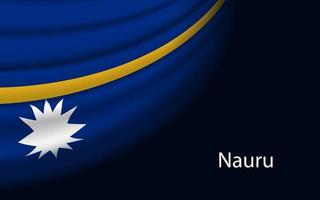 Wave flag of Nauru on dark background. vector