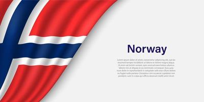 Wave flag of Norway on white background. vector