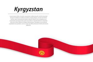 Waving ribbon or banner with flag of Kyrgyzstan vector