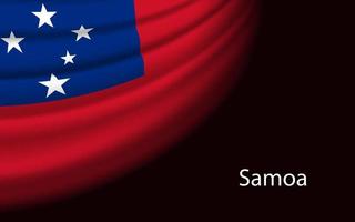 Wave flag of Samoa on dark background. vector