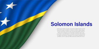 Wave flag of Solomon Islands on white background. vector