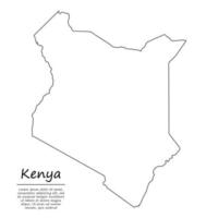 Simple outline map of Kenya, silhouette in sketch line style vector