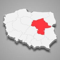 Mazovia región ubicación dentro Polonia 3d mapa vector