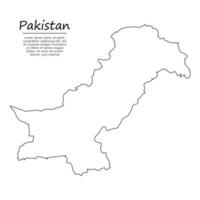 Simple outline map of Pakistan, in sketch line style vector