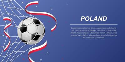 Soccer background with flying ribbons in colors of the flag of Poland vector