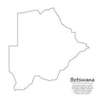 Simple outline map of Botswana, silhouette in sketch line style vector