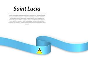 Waving ribbon or banner with flag of Saint Lucia vector