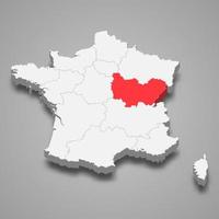 borgoña-franche-comte región ubicación dentro Francia 3d isométrica mapa vector