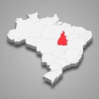 estado ubicación dentro Brasil 3d mapa modelo para tu diseño vector