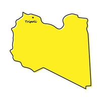 Simple outline map of Libya with capital location vector