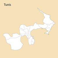 High Quality map of Tunis is a region of Tunisia vector