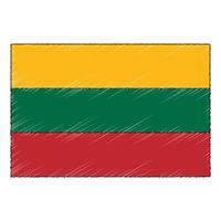 Hand drawn sketch flag of Lithuania. doodle style icon vector
