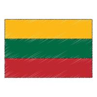 Hand drawn sketch flag of Lithuania. doodle style icon vector