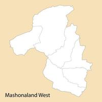 alto calidad mapa de mashonalandia Oeste es un región de Zimbabue vector