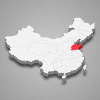 provincia ubicación dentro China 3d mapa modelo para tu diseño vector