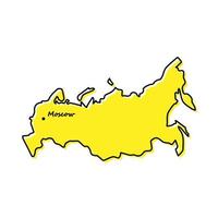 Simple outline map of Russia with capital location vector