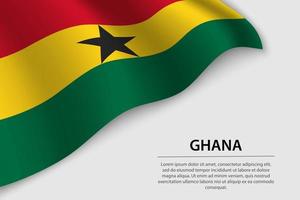 ola bandera de Ghana en blanco antecedentes. bandera o cinta vector