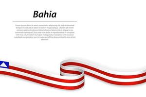 Waving ribbon or banner with flag of Bahia vector