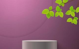 3d realistic podium or pedestal on rose background vector