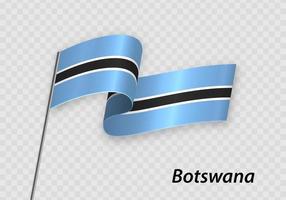 Waving flag of Botswana on flagpole. Template for independence day vector