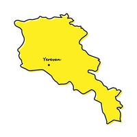 Simple outline map of Armenia with capital location vector
