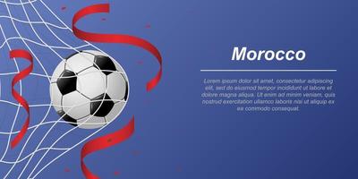 Soccer background with flying ribbons in colors of the flag of Morocco vector