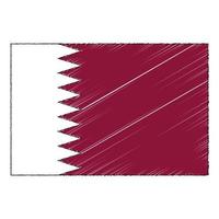 Hand drawn sketch flag of Qatar. Doodle style icon vector